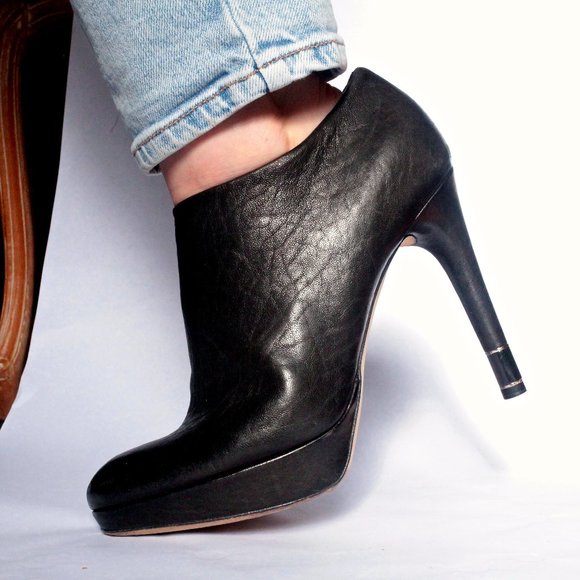 Vintage Christian DIOR Black, Soft Leather Booties - Picture 1 of 9
